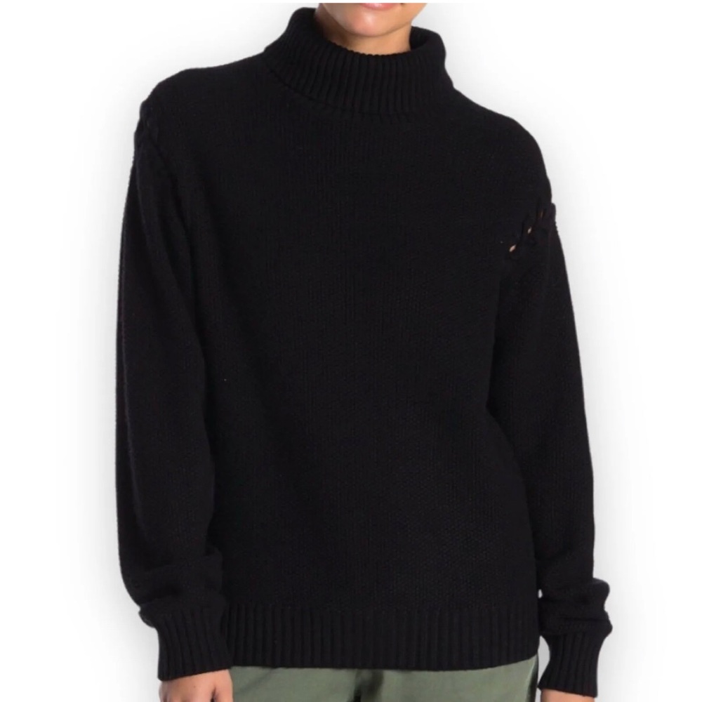 UGG Sweater Womens M Wool Blend Black Pullover Sweatshirt Turtleneck Knit